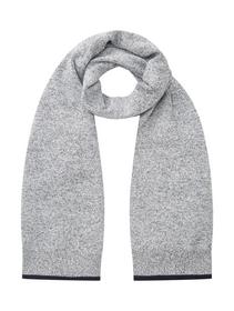 mouline knitted scarf, light grey navy mouline