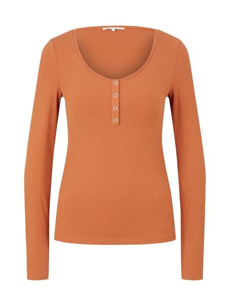 rib t-shirt with buttons - 30027/rusty amber