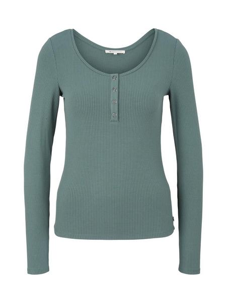 rib t-shirt with buttons - 19643/green dust