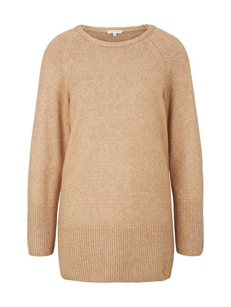 Knit crewneck pullover long - 30263/soft light cam