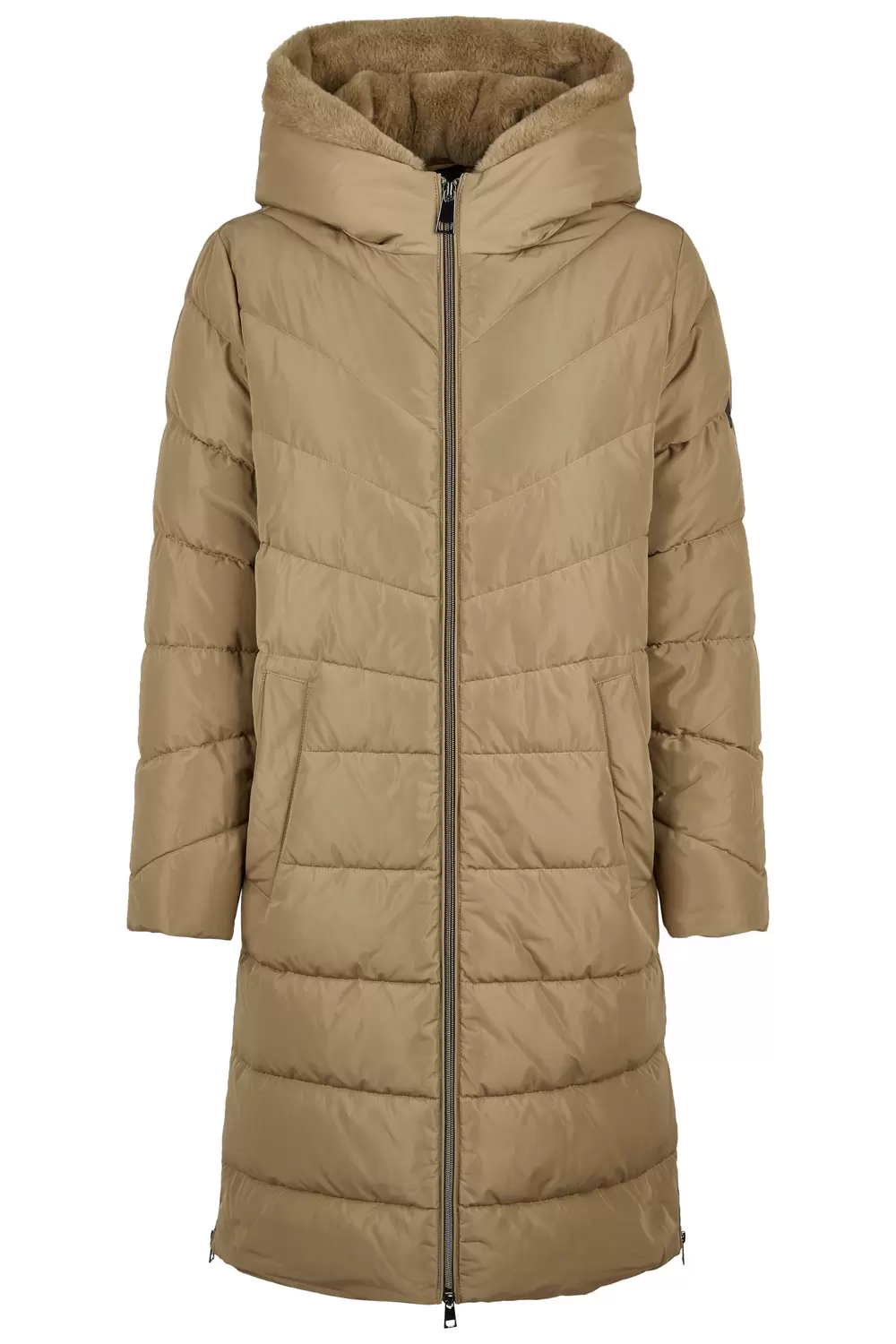 Mantel Down Free mit Kapuze und Webpelz