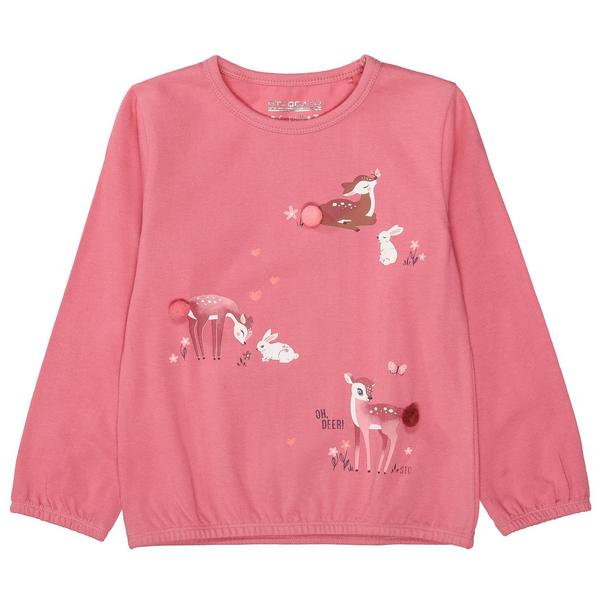 Langarmshirt mit süßen Prints und Pompons