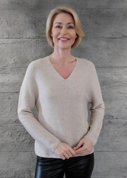 V-Pullover, 1/1 Arm - 204/CAMEL