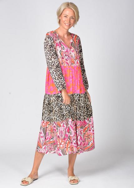 Kleid, gepatched - 411/PINK COMBO