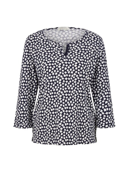 printed henley T-shirt - 30350/navy geometric desi