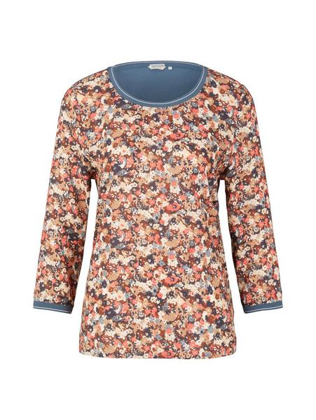 fabric mix T-shirt - 30197/beige small floral desi