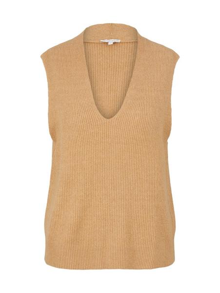 Knit sleeveless v-neck - 30263/soft light camel me