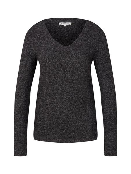 cosy v-neck t-shirt - 10522/Shale Grey Melange