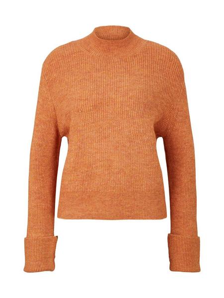cosy mock neck pullover - 30345/rusty amber melang