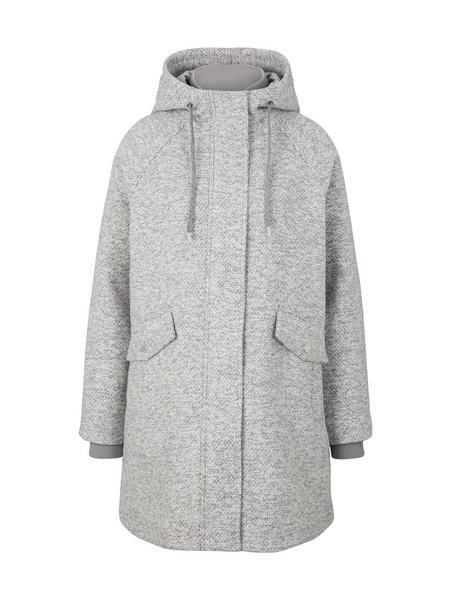 structured hooded coat - 30285/grey structure