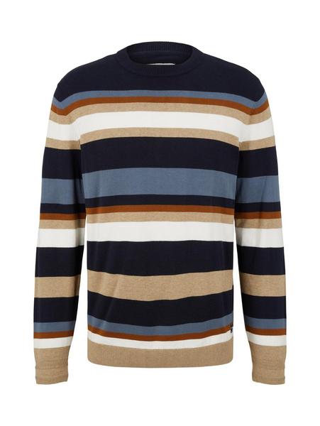 striped crew neck knitter - 30185/navy yellow whit