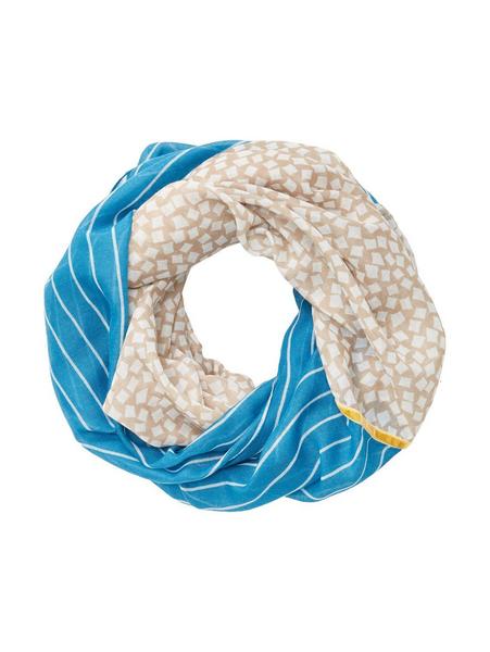 printed loop scarf with tape - 30148/beige geometr
