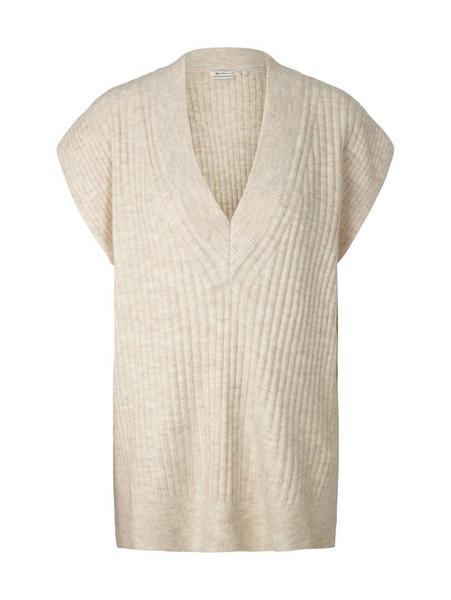 long knit vest - 24421/creme beige melange