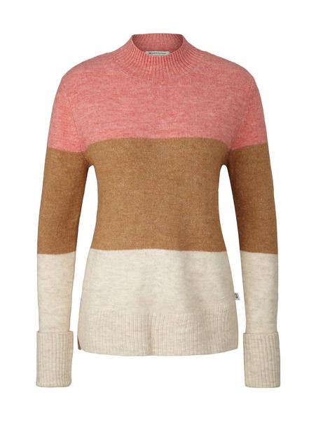 cosy mock neck pullover - 30619/peach pink colorbl