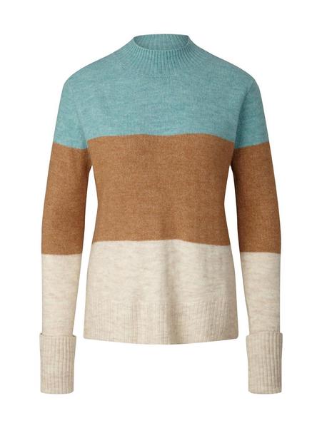 cosy mock neck pullover - 30618/reef blue colorblo