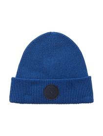 basic rib knitted hat, hockey blue