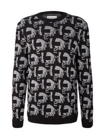 logo knit pullover - 30906/black and white knit ja