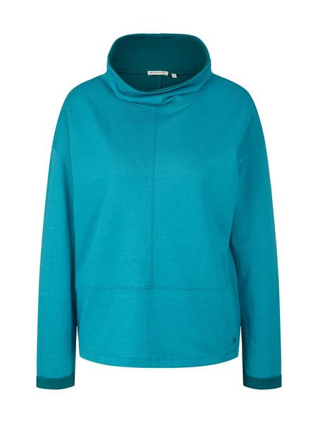 two color roll neck T-shirt - 30561/teal blue mela
