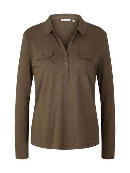 two-piece collar T-shirt - 18123/tarmac khaki