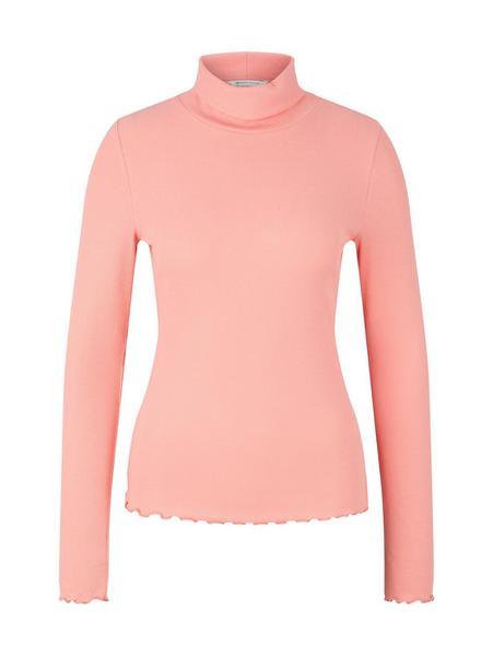 rib turtelneck T-Shirt - 15121/peach pink