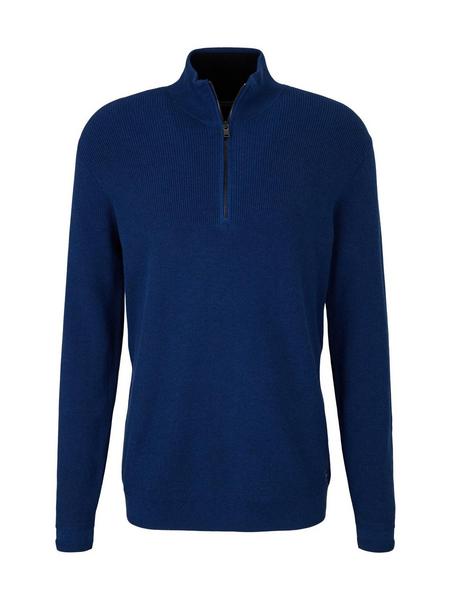 knitted zip troyer - 11284/Night Sky Blue Melange