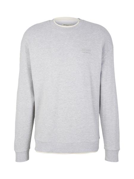 relaxed 2in1 crewneck sweater - 15398/Light Stone