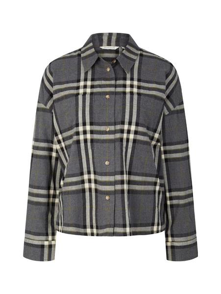 loose fitted checked blouse - 30673/anthracite big