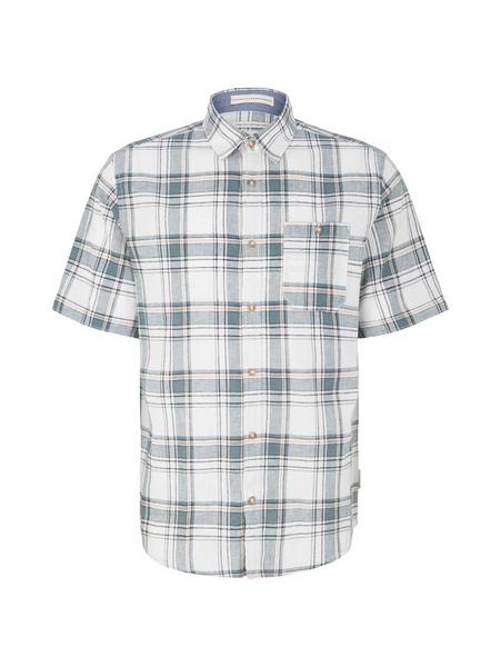 colorful cotton linen shirt - 31239/off white blui