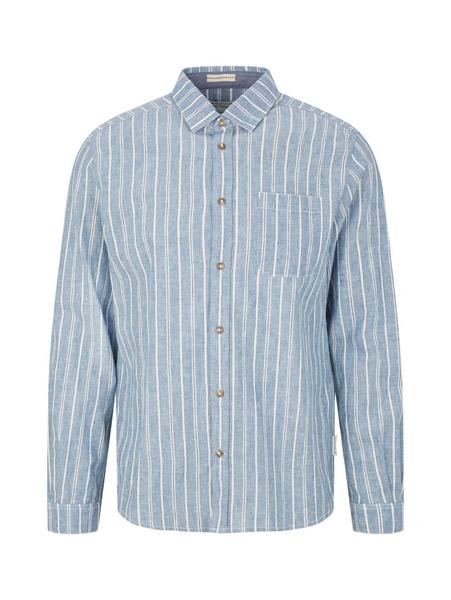 cotton linen shirt - 31246/blue off white navy str
