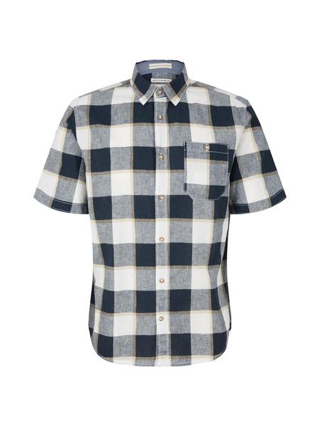 colorful cotton linen shirt - 31237/navy off white