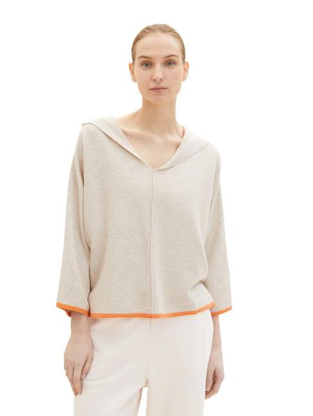 Knit batwing with hood - 25955/dusty beige melange