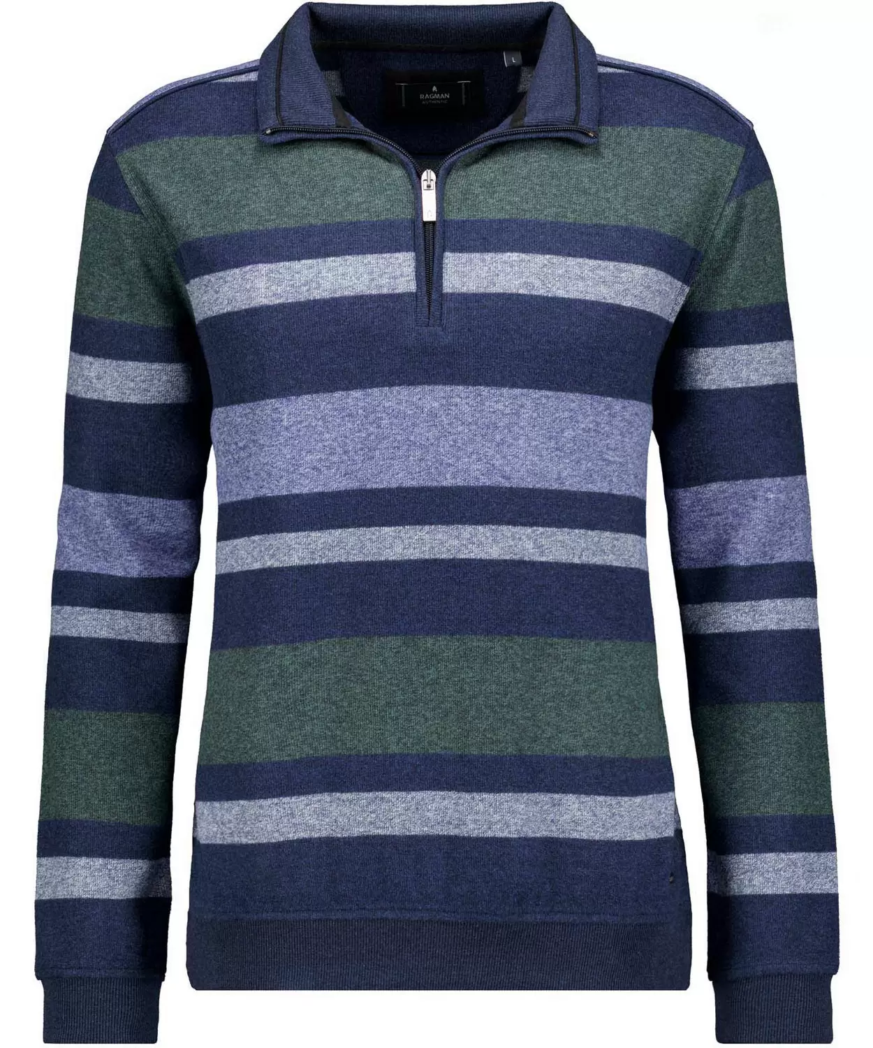 Sweatshirt mit Troyer-Kragen, gestreift