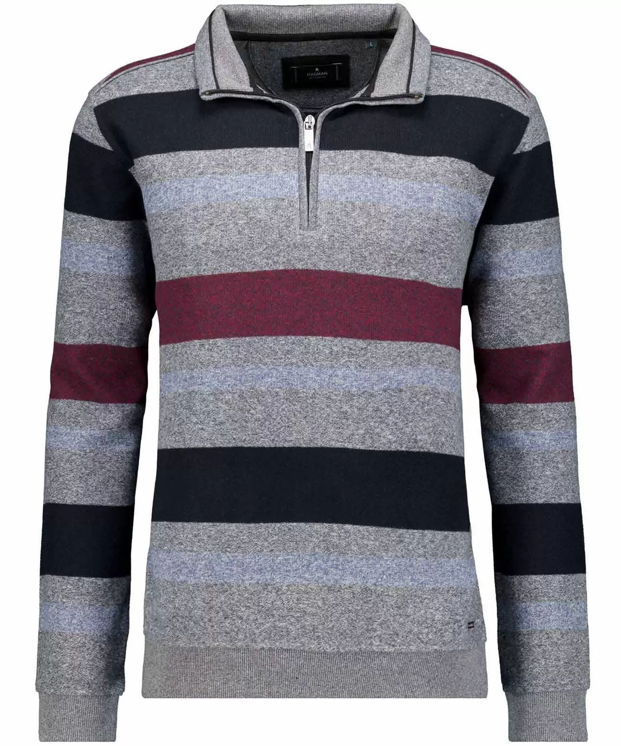 Sweatshirt mit Troyer-Kragen, gestreift