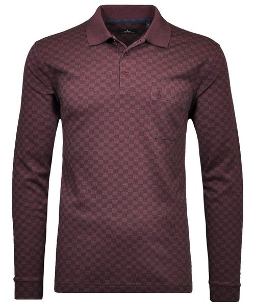 Polo button LS jacquard - 061/bordeaux