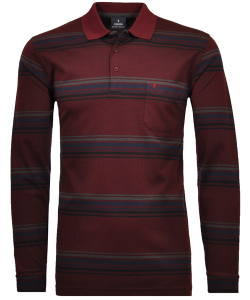Polo LS button stripe - 060/ROT