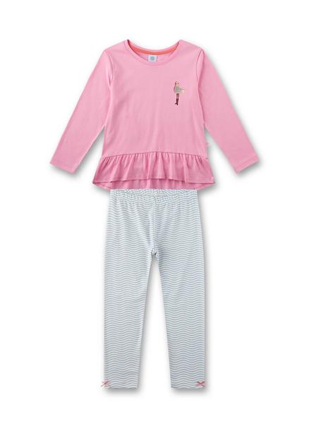 Pyjama long, uni w.motif
