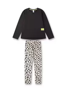 Pyjama long, uni w.label - 5169/phantom