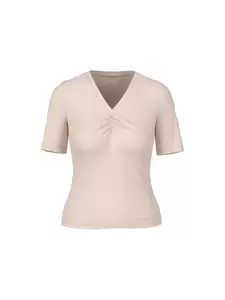 Feminines uni T-Shirt mit Raffung