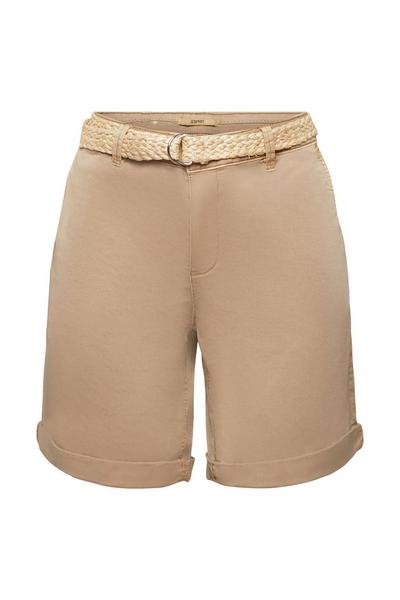 Shorts mit Raffia-Flechtgürtel
