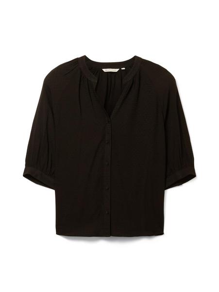 stuctured short sleeve blouse - 14482/deep black