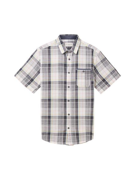 checked slub shirt - 31822/off white navy colorful