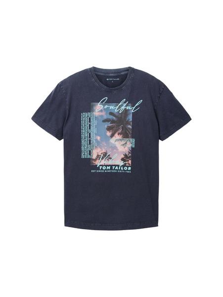 washed photoprint t-shirt - 10668/sky captain blue