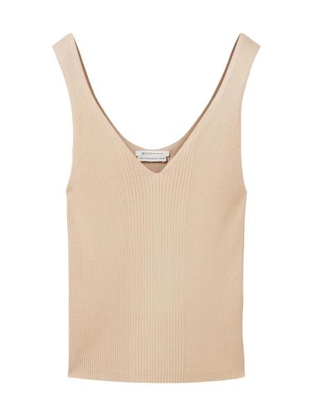 v-neck rib top - 31700/dusty sand beige