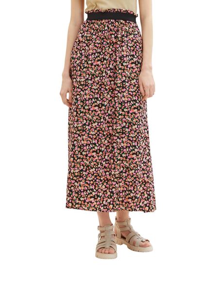 maxi skirt with elastic - 31952/black flower print