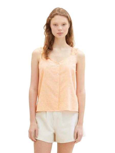 strappy linen top - 31716/mango white vertical str