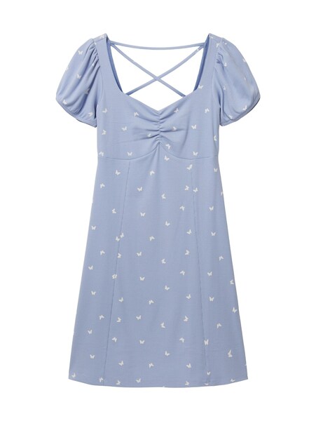 Gemustertes Kleid mit Puffärmeln