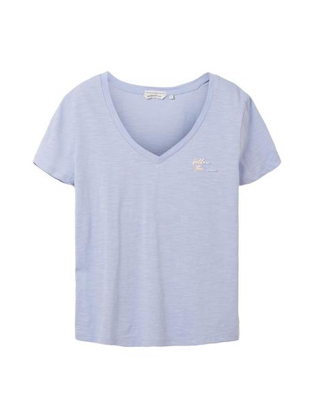 V-neck T-shirt with print - 12819/Parisienne Blue