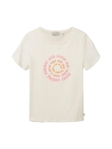 fitted print T-shirt - 10348/Gardenia White