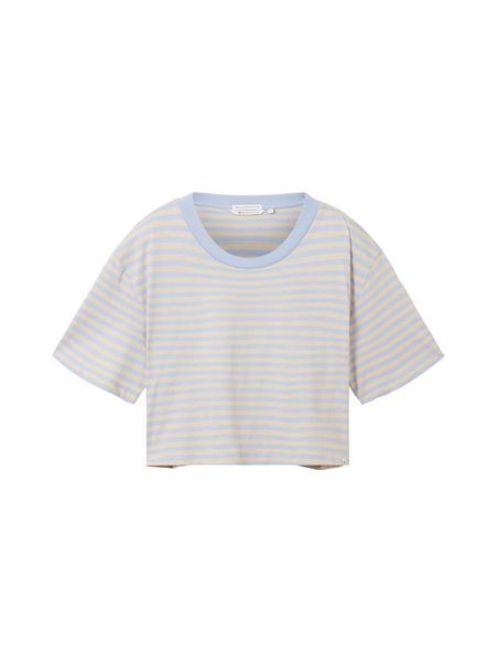 oversized cropped tee - 31710/mid blue sand stripe