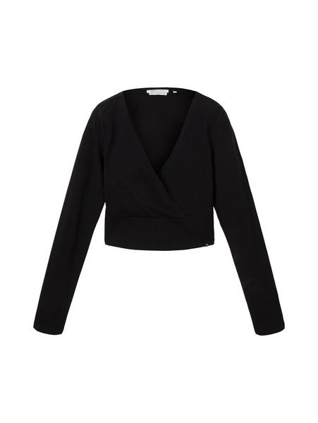 longsleeve wrap top - 14482/deep black